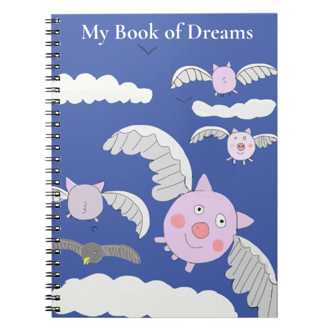 Funny Flying Pigs and Bemused Crow Notebook (Front)