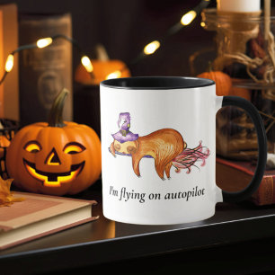 Funny Flying Sloth Witch Mug