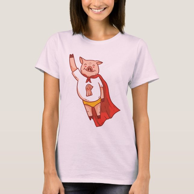 Funny Flying Super Pig T-shirt (Front)