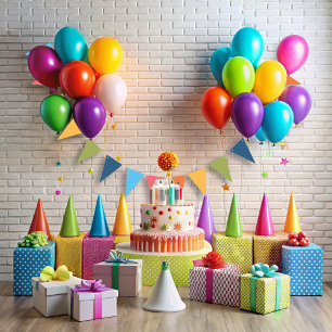 Funny Flying Unicorn Rainbow Colours 1st Birthday Bunting Flags