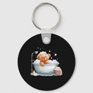 Funny Foam Teddy Bear in Bathtube Costume Keychain