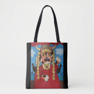 Funny Folk Art Opera Cat Tote Bag