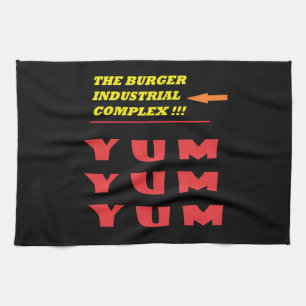 Funny food joke about our much loved burger kitchen towel