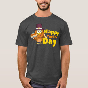 Funny Food Lovers Turkey With Pie Happy Thanksgivi T-Shirt