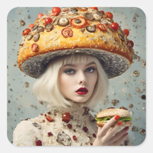 Funny Food Person Square Sticker
