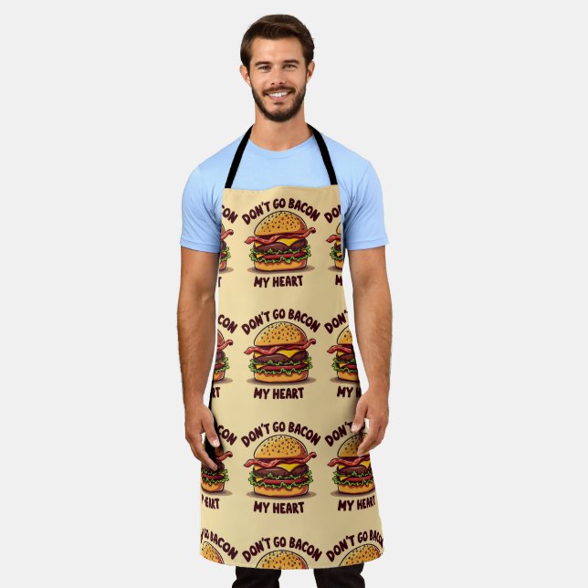 Funny Food Pun Bacon Lover Cheeseburger Design Apron (Worn)