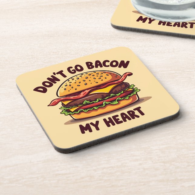 Funny Food Pun Bacon Lover Cheeseburger Design Coaster (Left Side)