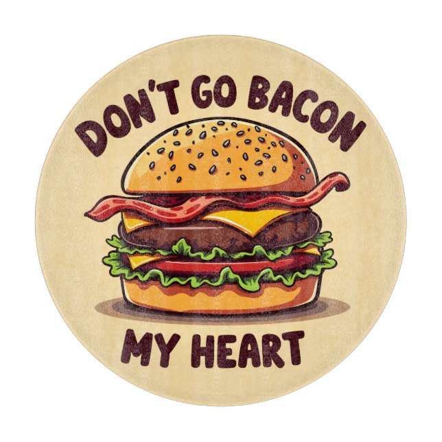 Funny Food Pun Bacon Lover Cheeseburger Design Cutting Board (Front)