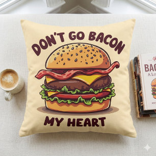 Funny Food Pun Bacon Lover Cheeseburger Design Throw Pillow