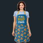 Funny Food Pun In Pizza We Crust Blue Pattern Apron<br><div class="desc">Funny and cool apron to make cooking more fun. Personalized gift for family and friends who love cooking,  baking and trying new recipe in the kitchen. Customize the wording to fit your occasion. You can use the Design Tool to further change the font type,  font colour and font size.</div>
