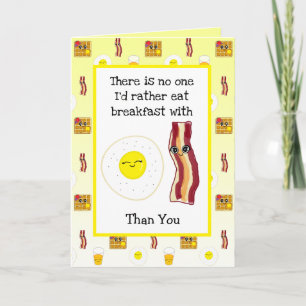 Funny Food Puns, Eggs and Bacon Valentine's Day Card