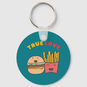 Funny Food Puns True Love Like Burger and Fries Keychain