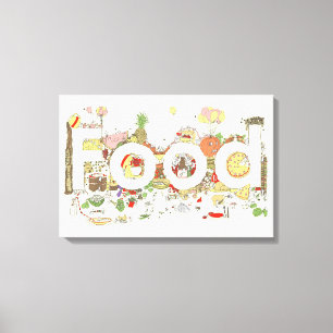 Funny Food Word Design Colourful Watercolour Art Canvas Print