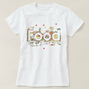 Funny Food Word Design Colourful Watercolour Art T-Shirt