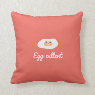 Funny Foodie Cute Egg Eggcellent Humourous Food Pu Throw Pillow
