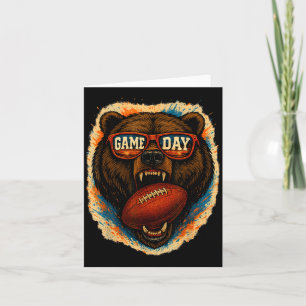 Funny Football Bear With Sungles, Game Day Bear Card