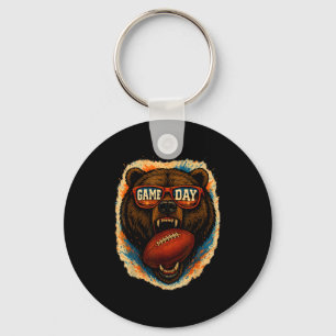 Funny Football Bear With Sungles, Game Day Bear Keychain