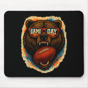 Funny Football Bear With Sungles, Game Day Bear  Mouse Pad