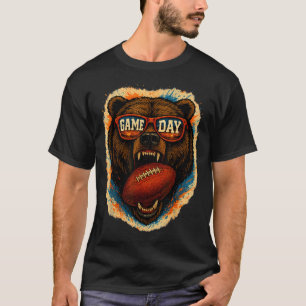 Funny Football Bear With Sungles, Game Day Bear  T-Shirt