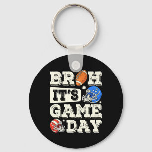 Funny Football Boy Teens Bruh Its Game Day America Keychain