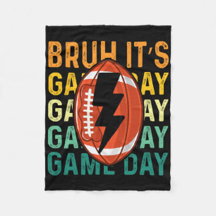 Funny Football Boys Kids Bruh It's Game Day Footba Fleece Blanket