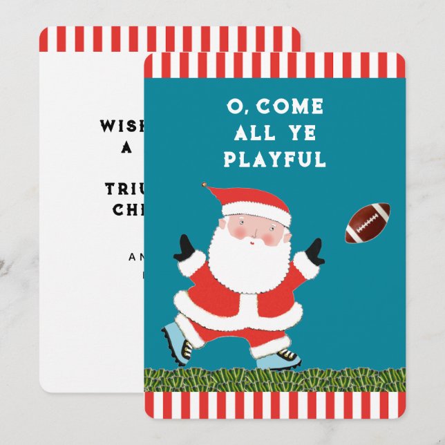 Funny Football Christmas Holiday Cards (Front/Back)