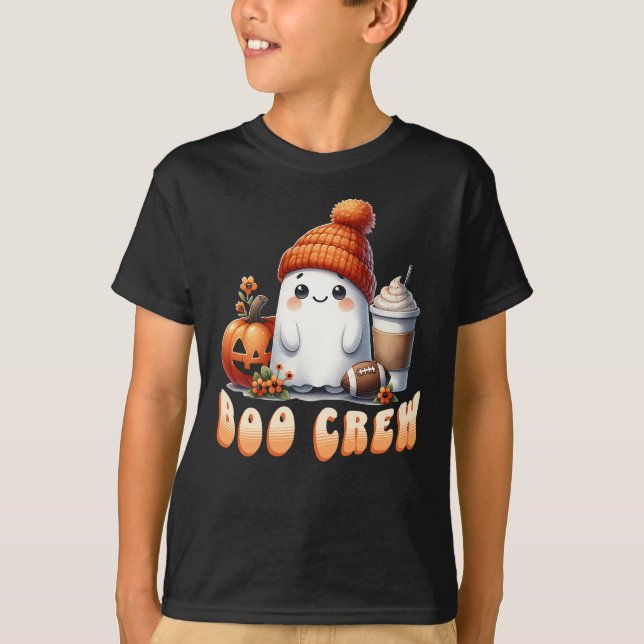 Funny Football Halloween Boo Crew Cute Ghost T-Shirt (Front)