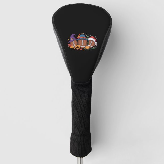 Funny Football Halloween Thanksgiving Xmas Spooky  Golf Head Cover (Front)