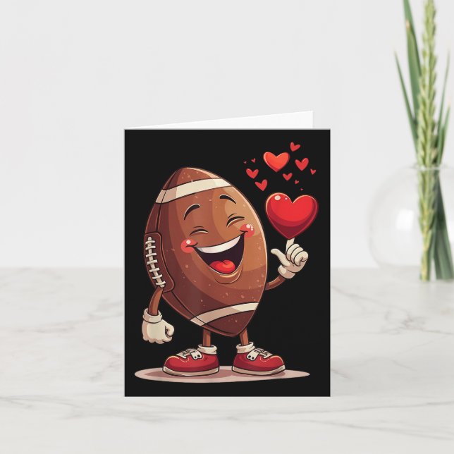Funny Football Holding Heart Valentines Day Design Card (Front)