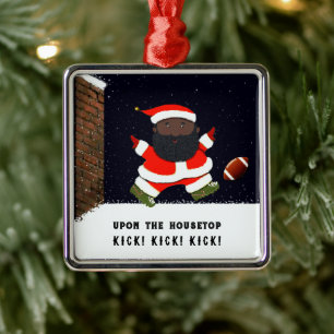 Funny Football Holiday Gift Metal Ornament