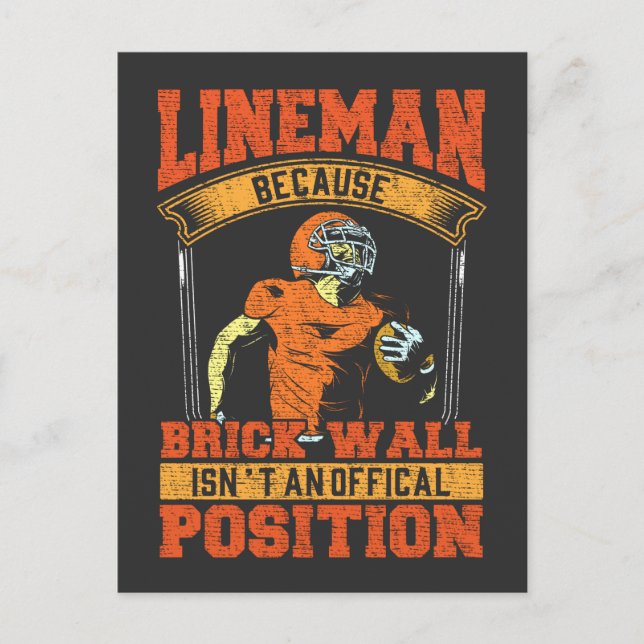 Funny Football Lineman Humour for Sportsman Postcard (Front)