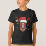 Funny Football Reindeer Santa Hat Christmas T-Shirt<br><div class="desc">A tee for Christmas Eve and a Merry Christmas Night. Snow is falling quietly outside and you can celebrate comfortably indoor Football with this great costume. Perfect gift for the Football dad,  mum,  son or daughter. A special gift idea for a birthday.</div>