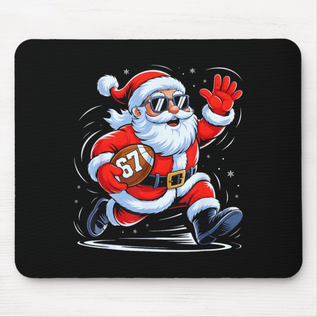 Funny Football Santa 67 Christmas Xmas Holiday Boy Mouse Pad (Front)