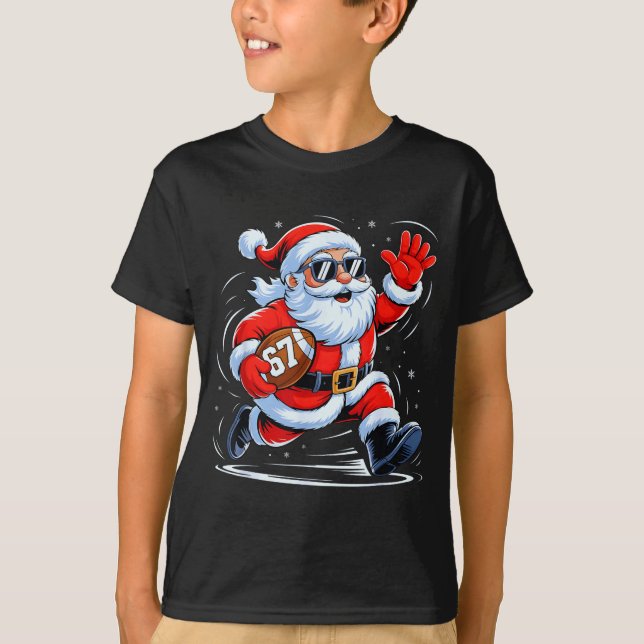 Funny Football Santa 67 Christmas Xmas Holiday Boy T-Shirt (Front)