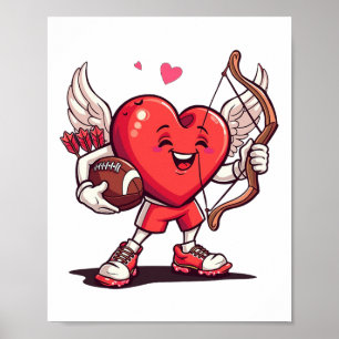 Funny Footll Valentines Day Boys Kids Girls Cupid  Poster