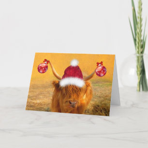 Funny "For Dad" Scottish Steer Christmas Holiday Card