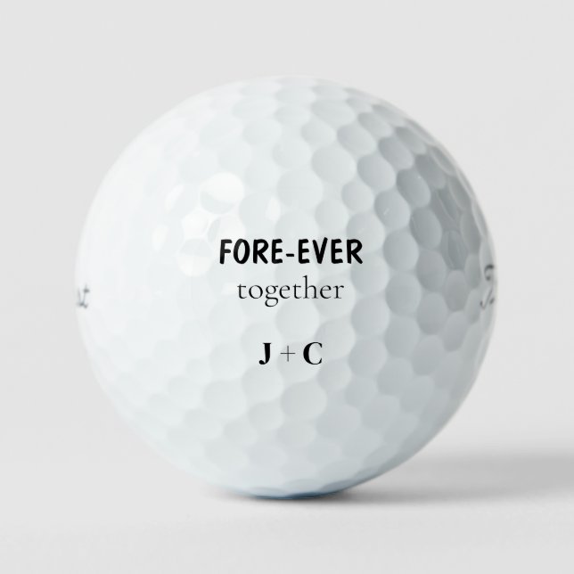  Funny FORE-EVER Initials Couple Titleist Golf Balls (Front)