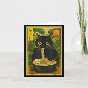Funny Forest Ramen Cat Japanese Noodle Kitten  Card