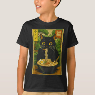 Funny Forest Ramen Cat Japanese Noodle Kitten  T-Shirt