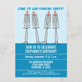 Funny Forking Birthday Party Invitation