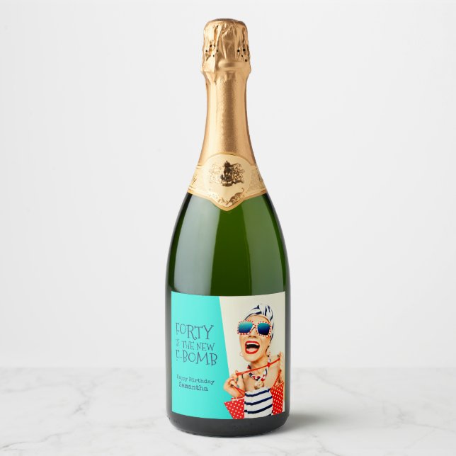 Funny Forty is the New F-Bomb Birthday Party Sparkling Wine Label (Front)