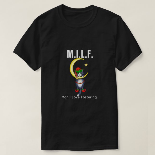 Funny Foster Cat Mom Pun Acronym Christmas Xmas De T-Shirt (Design Front)