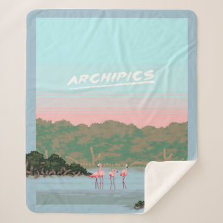 Funny Four Famingo Lovers | Flamingo Gifts Lover Sherpa Blanket