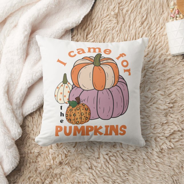 Funny Four Pumpkins Fall Throw Pillow (Blanket)