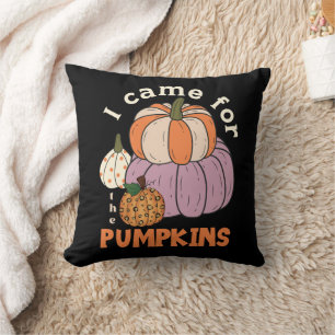 Funny Four Pumpkins Fall Throw Pillow