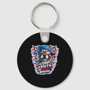 Funny fourth of july bruh boxer dog patriotic usa keychain