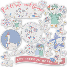 Funny Fourth of July Silly Patriotic Goose Parade