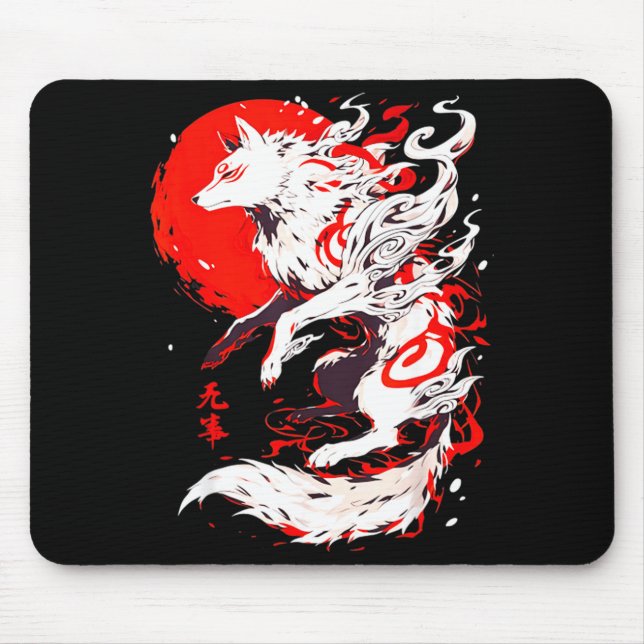Funny Fox Animal Cute Okami Basic Japan Style Retr Mouse Pad (Front)