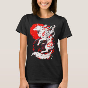 Funny Fox Animal Cute Okami Basic Japan Style Retr T-Shirt
