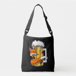Funny Fox Beer Drinking Animal Funny Party Crossbody Bag
